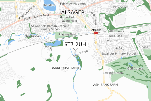 ST7 2UH map - small scale - OS Open Zoomstack (Ordnance Survey)