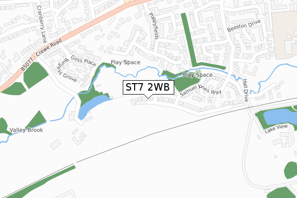 ST7 2WB map - large scale - OS Open Zoomstack (Ordnance Survey)