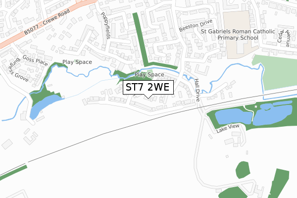 ST7 2WE map - large scale - OS Open Zoomstack (Ordnance Survey)