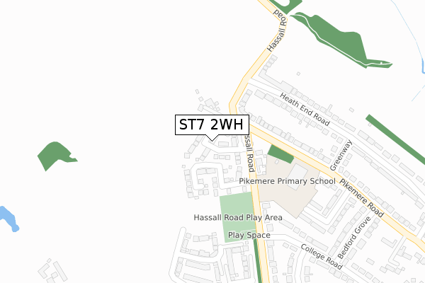 ST7 2WH map - large scale - OS Open Zoomstack (Ordnance Survey)