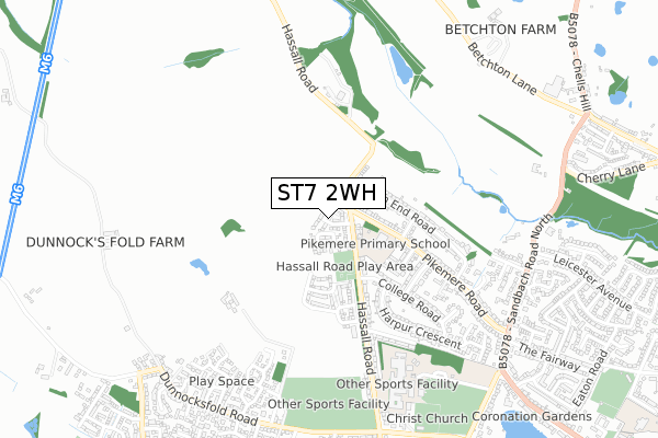 ST7 2WH map - small scale - OS Open Zoomstack (Ordnance Survey)