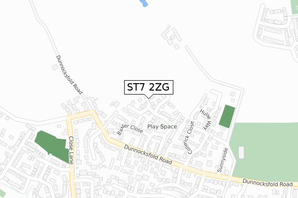 ST7 2ZG map - large scale - OS Open Zoomstack (Ordnance Survey)