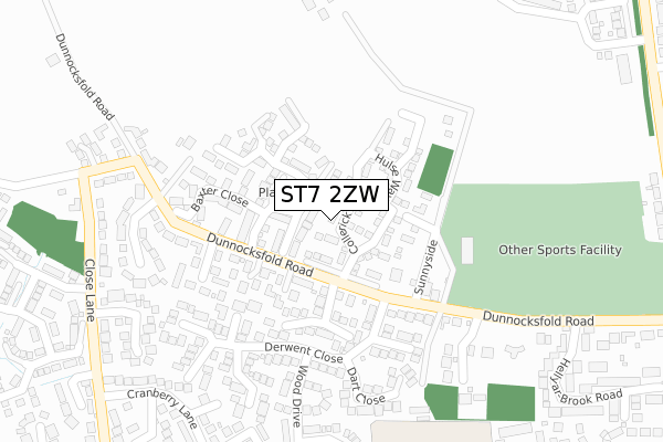 ST7 2ZW map - large scale - OS Open Zoomstack (Ordnance Survey)