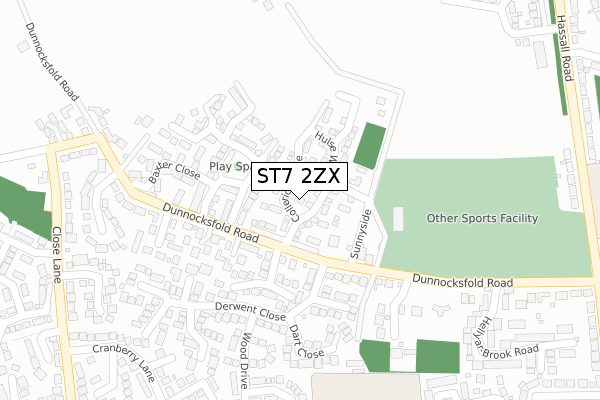 ST7 2ZX map - large scale - OS Open Zoomstack (Ordnance Survey)