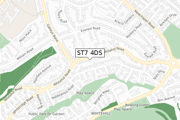 ST7 4DS map - large scale - OS Open Zoomstack (Ordnance Survey)