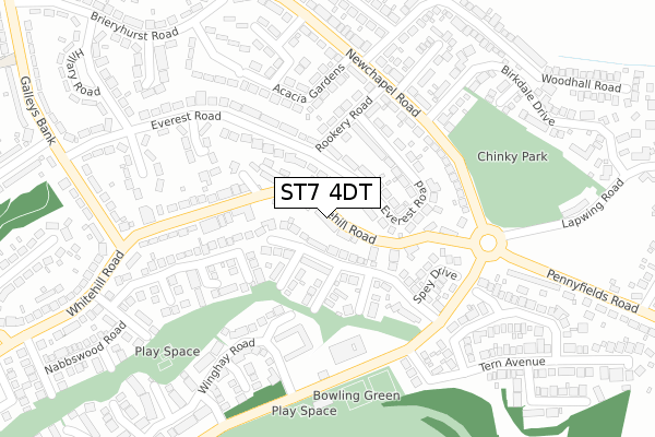 ST7 4DT map - large scale - OS Open Zoomstack (Ordnance Survey)