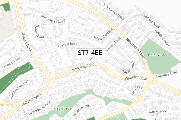 ST7 4EE map - large scale - OS Open Zoomstack (Ordnance Survey)