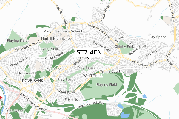 ST7 4EN map - small scale - OS Open Zoomstack (Ordnance Survey)