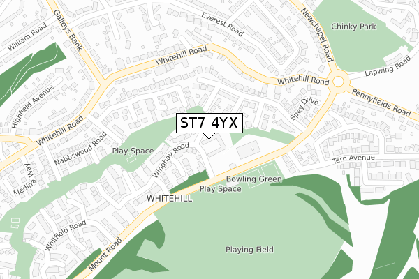 ST7 4YX map - large scale - OS Open Zoomstack (Ordnance Survey)