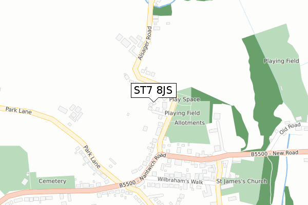 ST7 8JS map - large scale - OS Open Zoomstack (Ordnance Survey)