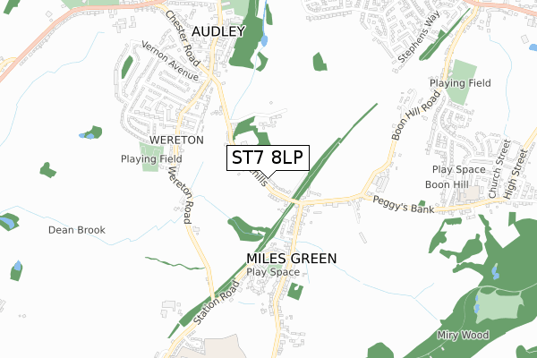 ST7 8LP map - small scale - OS Open Zoomstack (Ordnance Survey)