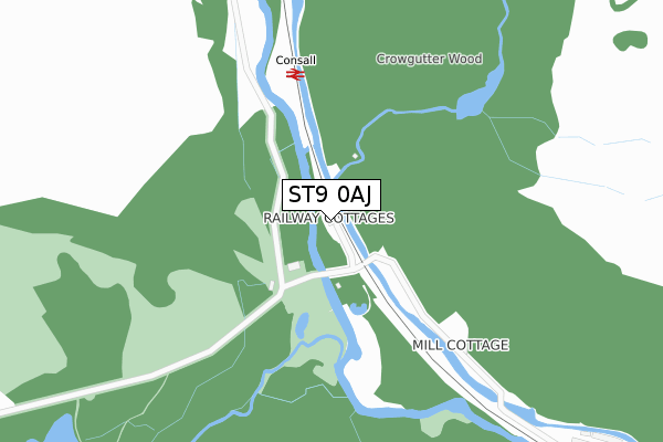 ST9 0AJ map - large scale - OS Open Zoomstack (Ordnance Survey)