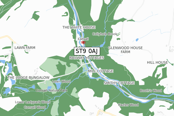 ST9 0AJ map - small scale - OS Open Zoomstack (Ordnance Survey)