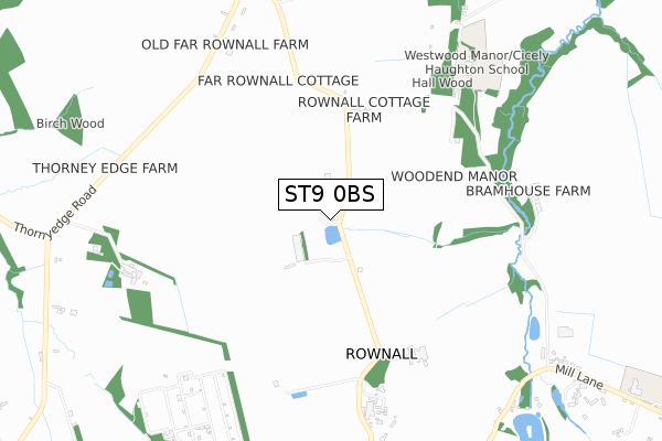 ST9 0BS map - small scale - OS Open Zoomstack (Ordnance Survey)