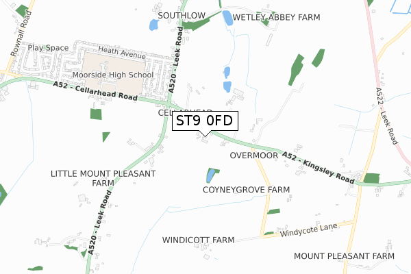 ST9 0FD map - small scale - OS Open Zoomstack (Ordnance Survey)