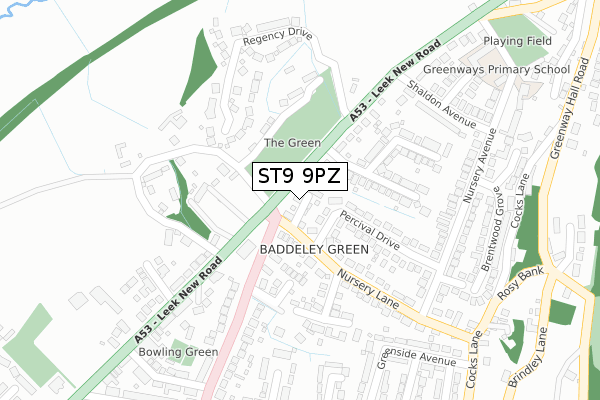 ST9 9PZ map - large scale - OS Open Zoomstack (Ordnance Survey)