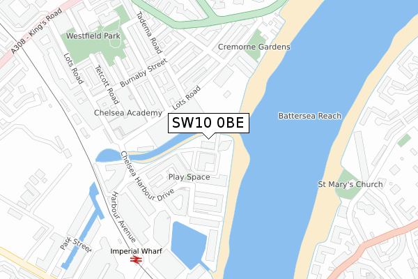 SW10 0BE map - large scale - OS Open Zoomstack (Ordnance Survey)