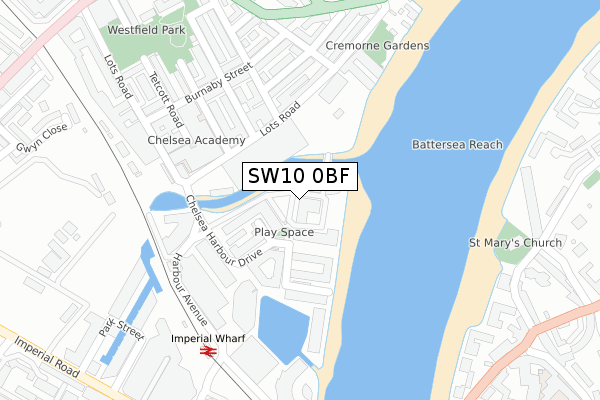 SW10 0BF map - large scale - OS Open Zoomstack (Ordnance Survey)