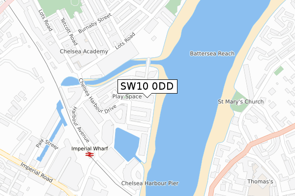 SW10 0DD map - large scale - OS Open Zoomstack (Ordnance Survey)