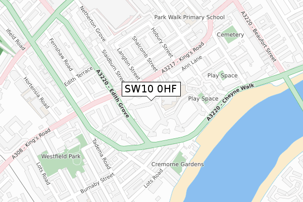 SW10 0HF map - large scale - OS Open Zoomstack (Ordnance Survey)