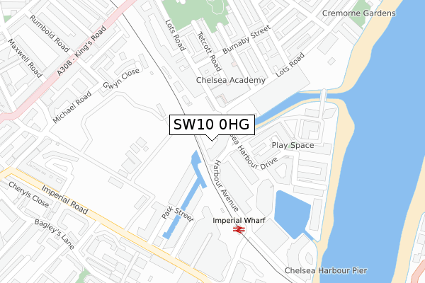 SW10 0HG map - large scale - OS Open Zoomstack (Ordnance Survey)