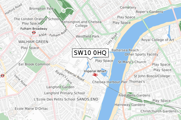 SW10 0HQ map - small scale - OS Open Zoomstack (Ordnance Survey)