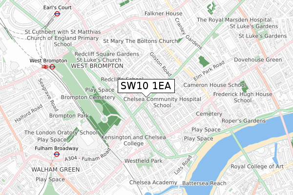 SW10 1EA map - small scale - OS Open Zoomstack (Ordnance Survey)