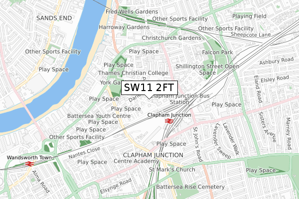 SW11 2FT map - small scale - OS Open Zoomstack (Ordnance Survey)