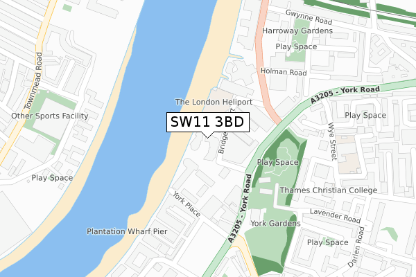 SW11 3BD map - large scale - OS Open Zoomstack (Ordnance Survey)