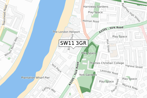 SW11 3GR map - large scale - OS Open Zoomstack (Ordnance Survey)