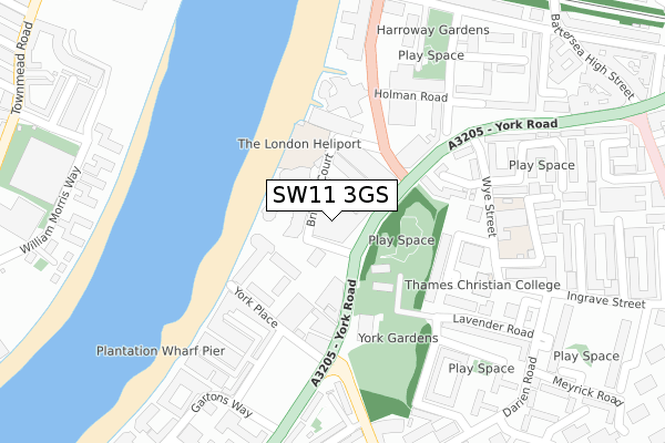 SW11 3GS map - large scale - OS Open Zoomstack (Ordnance Survey)