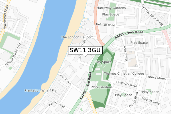 SW11 3GU map - large scale - OS Open Zoomstack (Ordnance Survey)