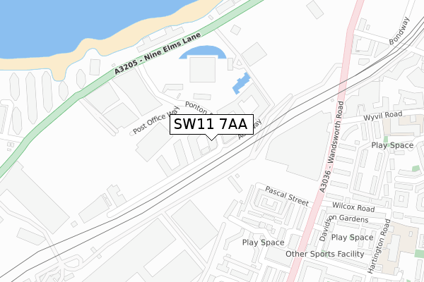 SW11 7AA map - large scale - OS Open Zoomstack (Ordnance Survey)