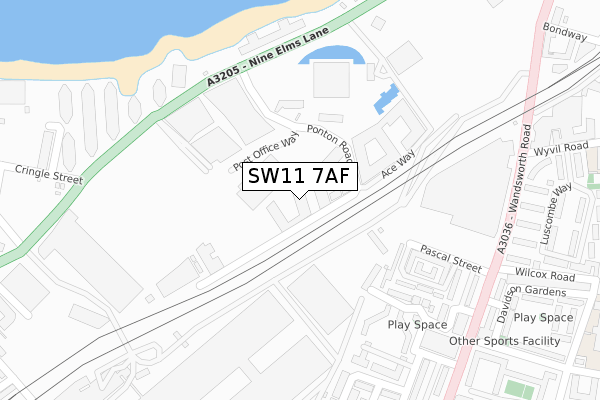 SW11 7AF map - large scale - OS Open Zoomstack (Ordnance Survey)