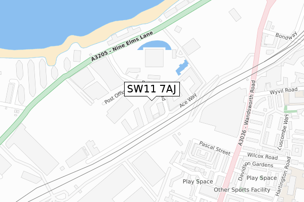 SW11 7AJ map - large scale - OS Open Zoomstack (Ordnance Survey)