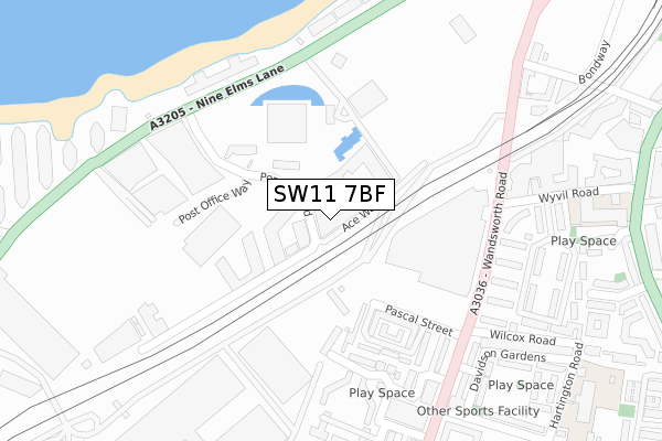 SW11 7BF map - large scale - OS Open Zoomstack (Ordnance Survey)