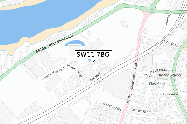 SW11 7BG map - large scale - OS Open Zoomstack (Ordnance Survey)