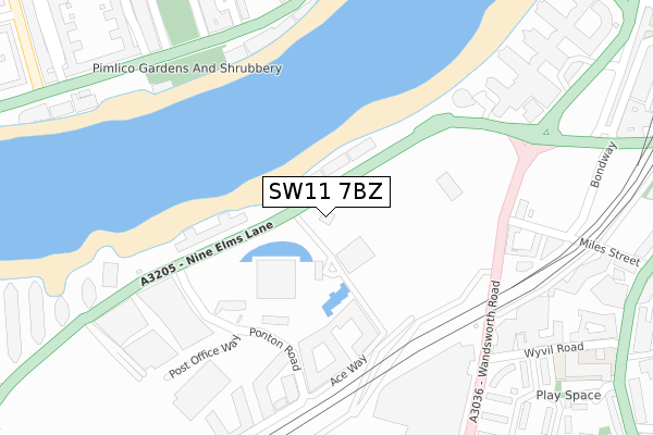 SW11 7BZ map - large scale - OS Open Zoomstack (Ordnance Survey)