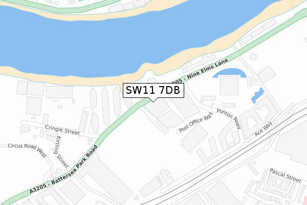 SW11 7DB map - large scale - OS Open Zoomstack (Ordnance Survey)