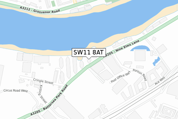 SW11 8AT map - large scale - OS Open Zoomstack (Ordnance Survey)