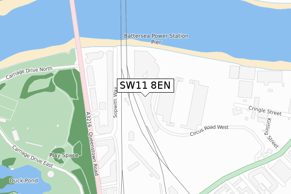 SW11 8EN map - large scale - OS Open Zoomstack (Ordnance Survey)