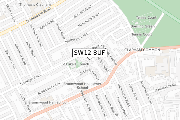 SW12 8UF map - large scale - OS Open Zoomstack (Ordnance Survey)