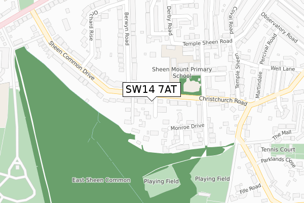 SW14 7AT map - large scale - OS Open Zoomstack (Ordnance Survey)