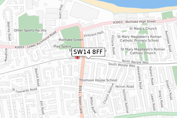 SW14 8FF map - large scale - OS Open Zoomstack (Ordnance Survey)