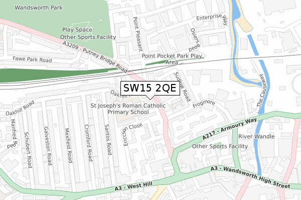 SW15 2QE map - large scale - OS Open Zoomstack (Ordnance Survey)