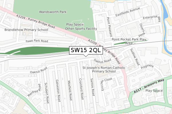 SW15 2QL map - large scale - OS Open Zoomstack (Ordnance Survey)