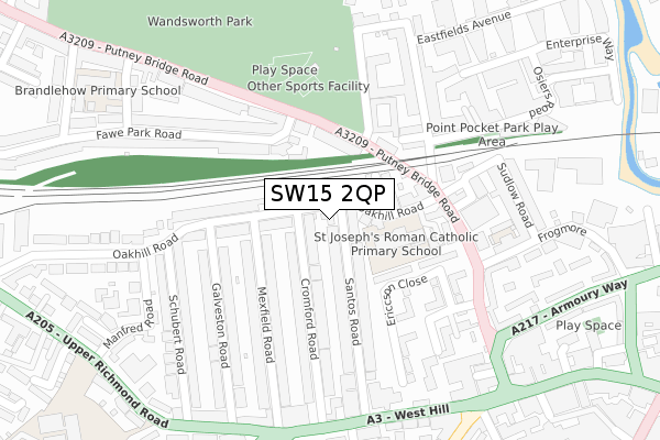 SW15 2QP map - large scale - OS Open Zoomstack (Ordnance Survey)