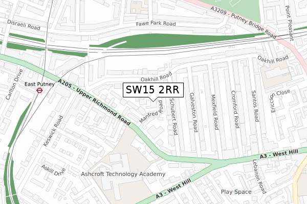 SW15 2RR map - large scale - OS Open Zoomstack (Ordnance Survey)