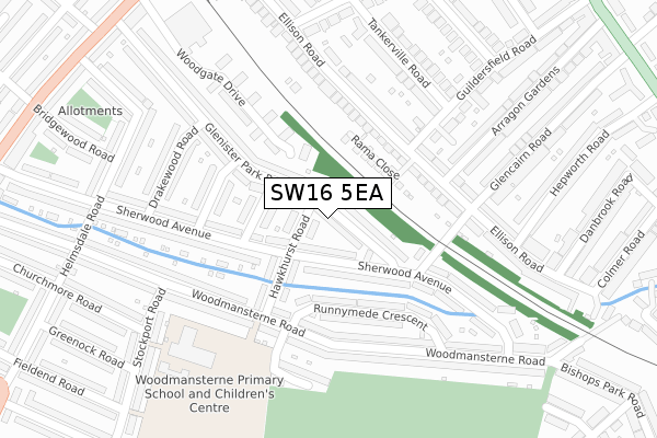 SW16 5EA map - large scale - OS Open Zoomstack (Ordnance Survey)