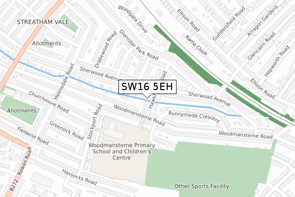 SW16 5EH map - large scale - OS Open Zoomstack (Ordnance Survey)